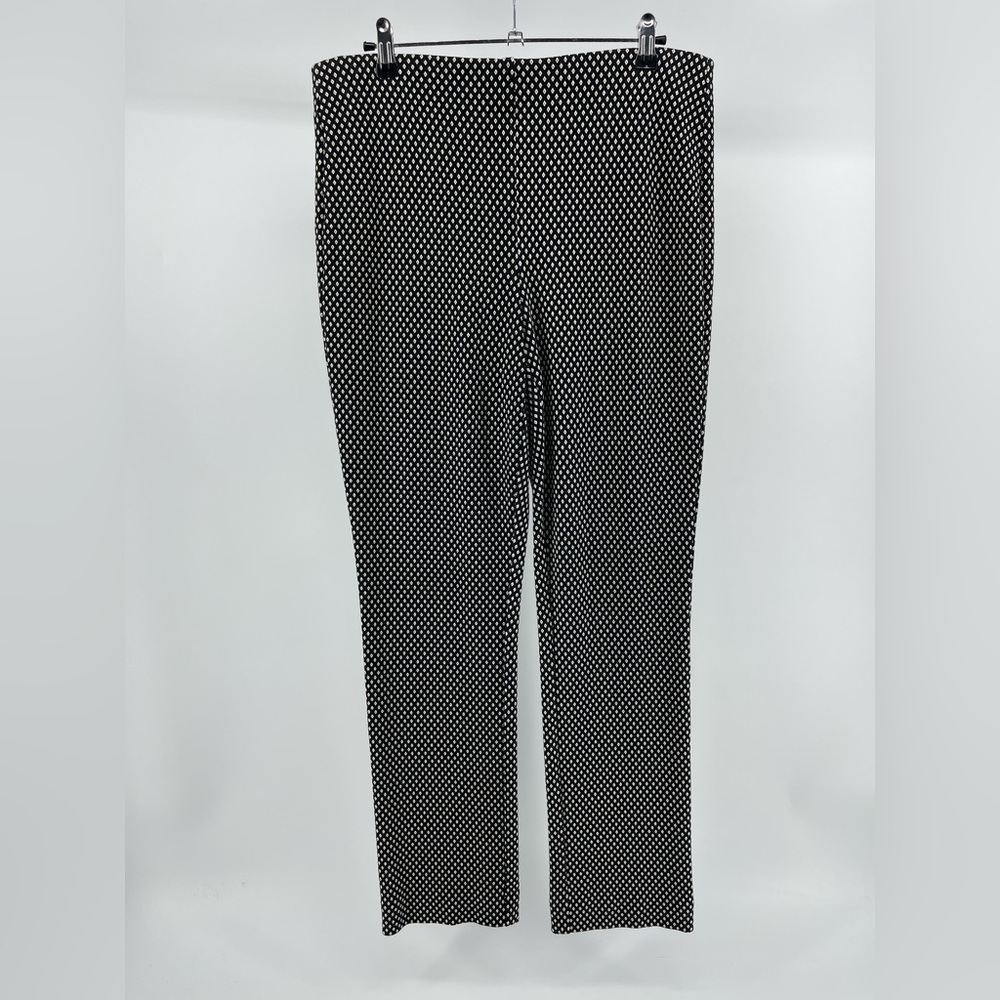 Chico's Black Diamond Print Pull-On Ponte Knit Ankle Pants, Women's 8/Medium